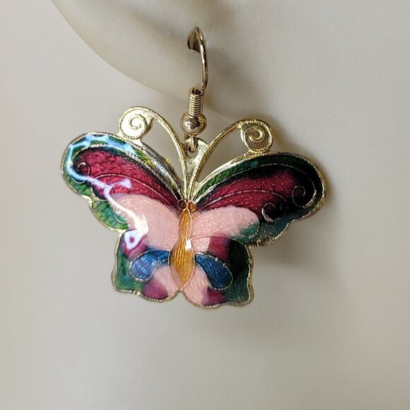 Enamel Butterfly Earrings Colorful Butterfly Earrings - Picture 8 of 12
